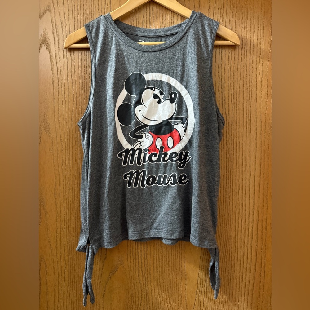 Disney Mickey Mouse Women’s Charcoal Tank Top w/Side Ties Great Condition!